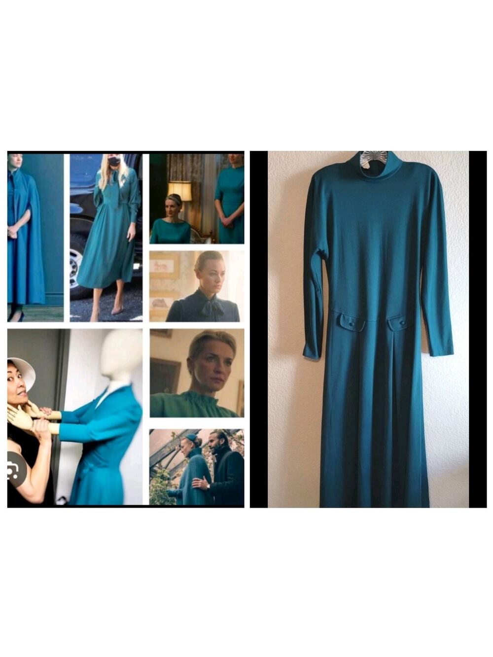Rabbit Rabbit Rabbit Designs VINTAGE Teal B/G Sabrina Joy Modest Maxi Dress 8